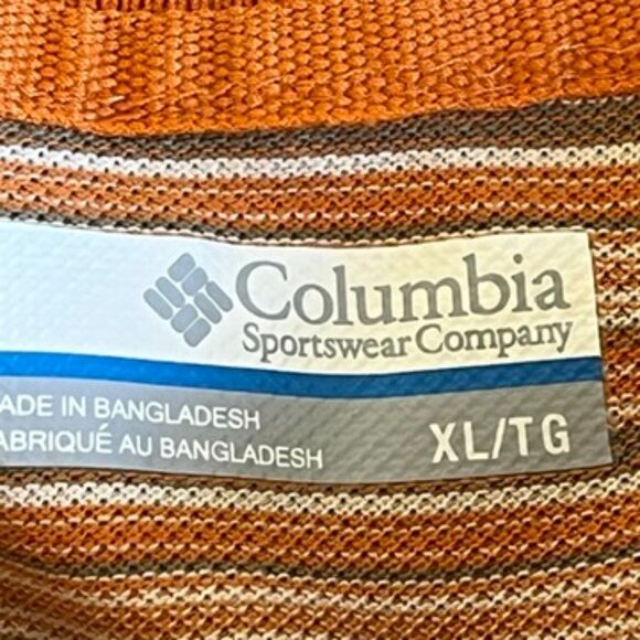 Columbia Freestanding Men's Polo Shirt Orange Striped XL NEW with Tags Attached - Picture 4 of 8